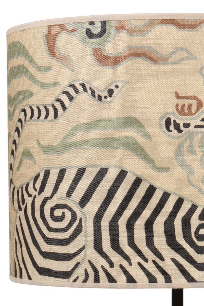 Abat jour en tissu 100% lin, dessin invitant au voyage, lumière douce et chaleureuse par Caroline Andréoni La Maison.