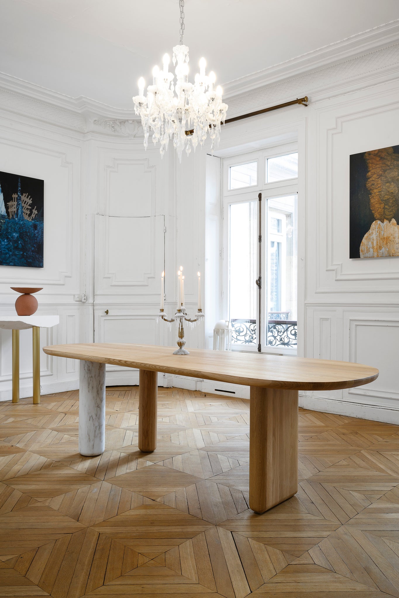 Maho Stone dining table - Light wood by Caroline Andréoni